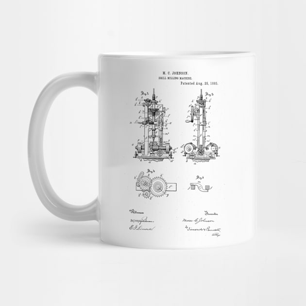 Drill Milling Machine Vintage Patent Hand Drawing by TheYoungDesigns